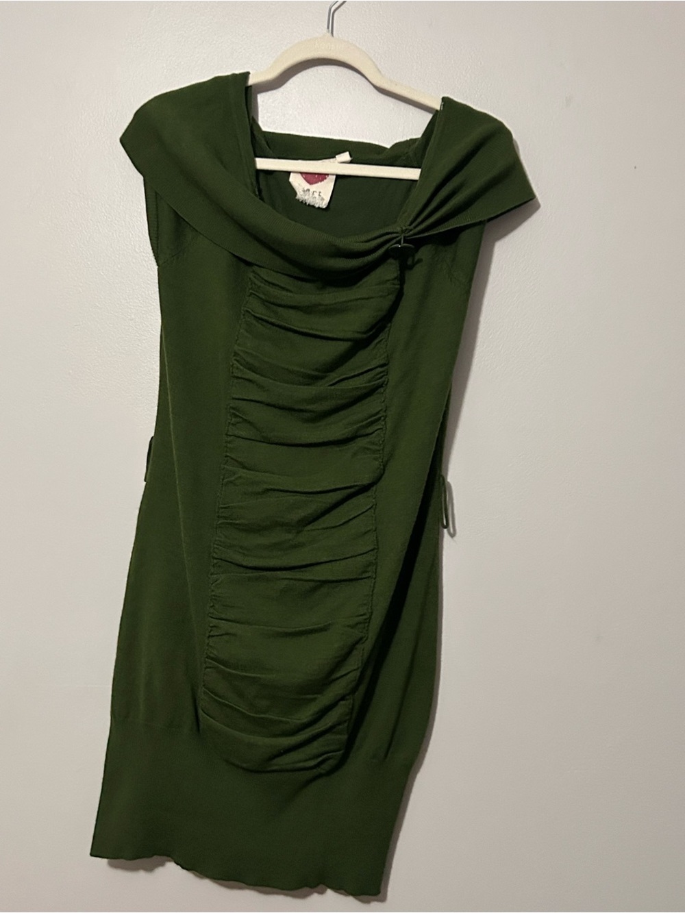 Derek Heart Green Cowl Neck Short Sleeve Dress
